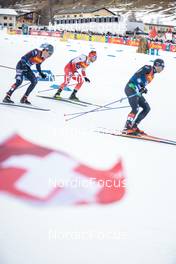 31.12.2022, Val Mustair, Switzerland (SUI): Ben Ogden (USA), Dominik Bury (POL), Federico Pellegrino (ITA), (l-r)  - FIS world cup cross-country, tour de ski, individual sprint, Val Mustair (SUI). www.nordicfocus.com. © Modica/NordicFocus. Every downloaded picture is fee-liable.