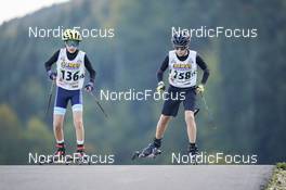 09.10.2022, Arcon, France (FRA): Niels Jaudouin (FRA), Antoine Larose (FRA), (l-r)  - French Summer Championships Cross-Country, individual, Arcon (FRA). www.nordicfocus.com. © Thibaut/NordicFocus. Every downloaded picture is fee-liable.