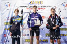 09.10.2022, Arcon, France (FRA): Lilian Jaussaud (FRA), Simon Calandry (FRA), Louis Maquart (FRA), (l-r) - French Summer Championships Cross-Country, individual, Arcon (FRA). www.nordicfocus.com. © Thibaut/NordicFocus. Every downloaded picture is fee-liable.