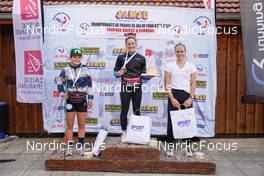 108.10.2022, Arcon, France (FRA): France Pignot (FRA), Leonie Besson (FRA), Noemie Charriere (SUI), (l-r) - French Summer Championships Cross-Country, sprint, Arcon (FRA). www.nordicfocus.com. © Thibaut/NordicFocus. Every downloaded picture is fee-liable.