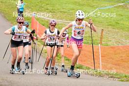 08.10.2022, Arcon, France (FRA): Eline Curnillon (FRA), Lea Marguier (FRA), Elsa Bouillet (FRA), (l-r) - French Summer Championships Cross-Country, sprint, Arcon (FRA). www.nordicfocus.com. © Thibaut/NordicFocus. Every downloaded picture is fee-liable.