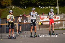 08.10.2022, Arcon, France (FRA): Renaud Jay (FRA), Lucas Chanavat (FRA), Antoine Hericher (FRA), (l-r) - French Summer Championships Cross-Country, sprint, Arcon (FRA). www.nordicfocus.com. © Thibaut/NordicFocus. Every downloaded picture is fee-liable.
