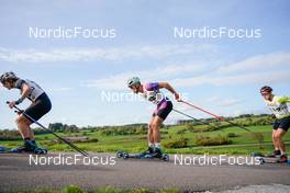 08.10.2022, Arcon, France (FRA): Mathieu Blanc (FRA), Pierre Baverel (FRA), Baptiste Douillet (FRA), (l-r) - French Summer Championships Cross-Country, sprint, Arcon (FRA). www.nordicfocus.com. © Thibaut/NordicFocus. Every downloaded picture is fee-liable.