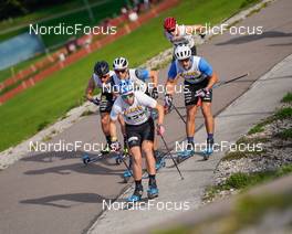 08.10.2022, Arcon, France (FRA): Hugo Dejour (FRA), Simon Vuillet (FRA), Gaspard Rousset (FRA), (l-r) - French Summer Championships Cross-Country, sprint, Arcon (FRA). www.nordicfocus.com. © Thibaut/NordicFocus. Every downloaded picture is fee-liable.