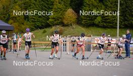 08.10.2022, Arcon, France (FRA): Coralie Bentz (FRA), Eve Ondine Duchaufour (FRA), Cloe Pagnier (FRA), Tania Kurek (FRA), Lena Quintin (FRA), Melissa Gal (FRA), (l-r) - French Summer Championships Cross-Country, sprint, Arcon (FRA). www.nordicfocus.com. © Thibaut/NordicFocus. Every downloaded picture is fee-liable.