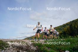 08.10.2022, Arcon, France (FRA): Lucas Chanavat (FRA), Quentin Joly (FRA), Luc Primet (FRA), (l-r) - French Summer Championships Cross-Country, sprint, Arcon (FRA). www.nordicfocus.com. © Thibaut/NordicFocus. Every downloaded picture is fee-liable.
