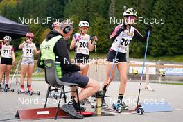 08.10.2022, Arcon, France (FRA): Lisa Bentzinger (FRA), Taina Buisson (FRA), Toscane Bauducco (FRA), Leane Andre (FRA) - French Summer Championships Cross-Country, sprint, Arcon (FRA). www.nordicfocus.com. © Thibaut/NordicFocus. Every downloaded picture is fee-liable.