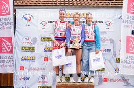 08.10.2022, Arcon, France (FRA): Pom Rives (FRA), Emilie Godey (FRA), Marie Demor (FRA), (l-r) - French Summer Championships Cross-Country, sprint, Arcon (FRA). www.nordicfocus.com. © Thibaut/NordicFocus. Every downloaded picture is fee-liable.