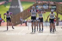 08.10.2022, Arcon, France (FRA): Lucas Chanavat (FRA), Thomas Joly (FRA), Renaud Jay (FRA), (l-r) - French Summer Championships Cross-Country, sprint, Arcon (FRA). www.nordicfocus.com. © Thibaut/NordicFocus. Every downloaded picture is fee-liable.