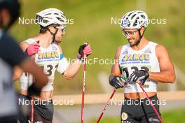 08.10.2022, Arcon, France (FRA): Lucas Chanavat (FRA), Richard Jouve (FRA), (l-r) - French Summer Championships Cross-Country, sprint, Arcon (FRA). www.nordicfocus.com. © Thibaut/NordicFocus. Every downloaded picture is fee-liable.