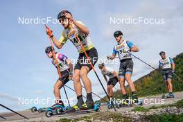 08.10.2022, Arcon, France (FRA): Quentin Joly (FRA), Jeremy Royer (FRA), Paul Combey (FRA), (l-r) - French Summer Championships Cross-Country, sprint, Arcon (FRA). www.nordicfocus.com. © Thibaut/NordicFocus. Every downloaded picture is fee-liable.