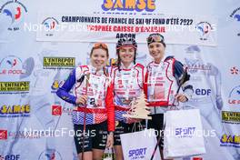 08.10.2022, Arcon, France (FRA): Melissa Gal (FRA), Lena Quintin (FRA), Eve Ondine Duchaufour (FRA), (l-r) - French Summer Championships Cross-Country, sprint, Arcon (FRA). www.nordicfocus.com. © Thibaut/NordicFocus. Every downloaded picture is fee-liable.