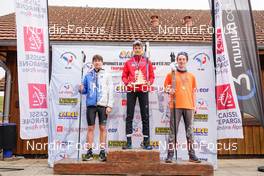 08.10.2022, Arcon, France (FRA): Levi Maury (FRA), Clovis Henocq (FRA), Murray Jacquin (FRA), (l-r) - French Summer Championships Cross-Country, sprint, Arcon (FRA). www.nordicfocus.com. © Thibaut/NordicFocus. Every downloaded picture is fee-liable.