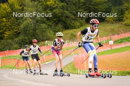 08.10.2022, Arcon, France (FRA): Nathanael Larger (FRA), Clement Contat (FRA), Quentin Mathieu (FRA), (l-r) - French Summer Championships Cross-Country, sprint, Arcon (FRA). www.nordicfocus.com. © Thibaut/NordicFocus. Every downloaded picture is fee-liable.