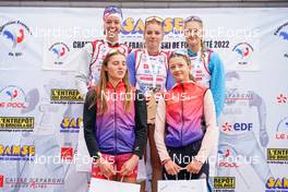 08.10.2022, Arcon, France (FRA): Pom Rives (FRA), Emilie Godey (FRA), Marie Demor (FRA), (l-r) - French Summer Championships Cross-Country, sprint, Arcon (FRA). www.nordicfocus.com. © Thibaut/NordicFocus. Every downloaded picture is fee-liable.