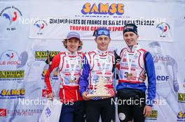 08.10.2022, Arcon, France (FRA): Mathieu Blanc (FRA), Ivan Essonnier (FRA), Titouan Blanchard (FRA), (l-r) - French Summer Championships Cross-Country, sprint, Arcon (FRA). www.nordicfocus.com. © Thibaut/NordicFocus. Every downloaded picture is fee-liable.