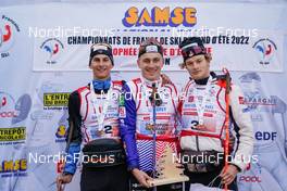 08.10.2022, Arcon, France (FRA): Simon Vuillet (FRA), Remi Bourdin (FRA), Antoine Hericher (FRA), (l-r) - French Summer Championships Cross-Country, sprint, Arcon (FRA). www.nordicfocus.com. © Thibaut/NordicFocus. Every downloaded picture is fee-liable.