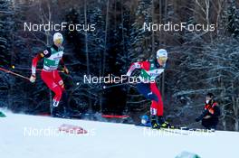 08.01.2022, Val di Fiemme, Italy (ITA): Lukas Greiderer (AUT), Akito Watabe (JPN), (l-r)  - FIS world cup nordic combined men, individual gundersen HS106/10km, Val di Fiemme (ITA). www.nordicfocus.com. © Volk/NordicFocus. Every downloaded picture is fee-liable.