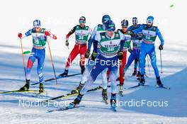 08.01.2022, Val di Fiemme, Italy (ITA): Jan Vytrval (CZE), Philipp Orter (AUT), Perttu Reponen (FIN), Raffaele Buzzi (ITA), (l-r)  - FIS world cup nordic combined men, individual gundersen HS106/10km, Val di Fiemme (ITA). www.nordicfocus.com. © Volk/NordicFocus. Every downloaded picture is fee-liable.