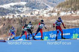 08.01.2022, Val di Fiemme, Italy (ITA): Tomas Portyk (CZE), Kodai Kimura (JPN), Jared Shumate (USA), Sora Yachi (JPN), Einar Luraas Oftebro (NOR), (l-r)  - FIS world cup nordic combined men, individual gundersen HS106/10km, Val di Fiemme (ITA). www.nordicfocus.com. © Volk/NordicFocus. Every downloaded picture is fee-liable.