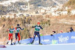 08.01.2022, Val di Fiemme, Italy (ITA): (l-r), Franz-Josef Rehrl (AUT), Yoshito Watabe (JPN), Julian Schmid (GER) - FIS world cup nordic combined men, individual gundersen HS106/10km, Val di Fiemme (ITA). www.nordicfocus.com. © Volk/NordicFocus. Every downloaded picture is fee-liable.