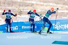 08.01.2022, Val di Fiemme, Italy (ITA): Ben Loomis (USA), Julian Schmid (GER), Johannes Rydzek (GER), (l-r)  - FIS world cup nordic combined men, individual gundersen HS106/10km, Val di Fiemme (ITA). www.nordicfocus.com. © Volk/NordicFocus. Every downloaded picture is fee-liable.