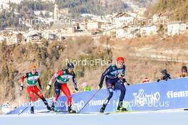 08.01.2022, Val di Fiemme, Italy (ITA): (l-r), Franz-Josef Rehrl (AUT), Yoshito Watabe (JPN), Julian Schmid (GER) - FIS world cup nordic combined men, individual gundersen HS106/10km, Val di Fiemme (ITA). www.nordicfocus.com. © Volk/NordicFocus. Every downloaded picture is fee-liable.
