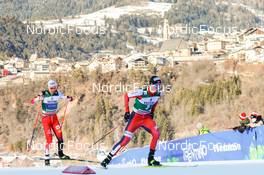 08.01.2022, Val di Fiemme, Italy (ITA): (l-r), Mario Seidl (AUT), Jens Luraas Oftebro (NOR) - FIS world cup nordic combined men, individual gundersen HS106/10km, Val di Fiemme (ITA). www.nordicfocus.com. © Volk/NordicFocus. Every downloaded picture is fee-liable.