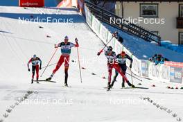 08.01.2022, Val di Fiemme, Italy (ITA): Akito Watabe (JPN), Mario Seidl (AUT), Joergen Graabak (NOR), Johannes Rydzek (GER), (l-r)  - FIS world cup nordic combined men, individual gundersen HS106/10km, Val di Fiemme (ITA). www.nordicfocus.com. © Volk/NordicFocus. Every downloaded picture is fee-liable.