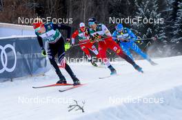 09.01.2022, Val di Fiemme, Italy (ITA): Jared Shumate (USA), Szczepan Kupczak (POL), Philipp Orter (AUT), Raffaele Buzzi (ITA) - FIS world cup nordic combined men, individual gundersen HS106/10km, Val di Fiemme (ITA). www.nordicfocus.com. © Volk/NordicFocus. Every downloaded picture is fee-liable.