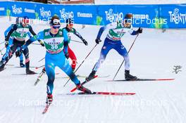 09.01.2022, Val di Fiemme, Italy (ITA): Taylor Fletcher (USA), Gael Blondeau (FRA), Arttu Maekiaho (FIN), (l-r)  - FIS world cup nordic combined men, individual gundersen HS106/10km, Val di Fiemme (ITA). www.nordicfocus.com. © Volk/NordicFocus. Every downloaded picture is fee-liable.