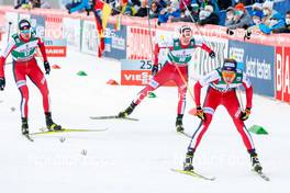 09.01.2022, Val di Fiemme, Italy (ITA): (l-r), Joergen Graabak (NOR), Jens Luraas Oftebro (NOR), Espen Andersen (NOR) - FIS world cup nordic combined men, individual gundersen HS106/10km, Val di Fiemme (ITA). www.nordicfocus.com. © Volk/NordicFocus. Every downloaded picture is fee-liable.