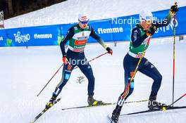 09.01.2022, Val di Fiemme, Italy (ITA): Vinzenz Geiger (GER), Manuel Faisst (GER), (l-r)  - FIS world cup nordic combined men, individual gundersen HS106/10km, Val di Fiemme (ITA). www.nordicfocus.com. © Volk/NordicFocus. Every downloaded picture is fee-liable.