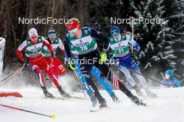 09.01.2022, Val di Fiemme, Italy (ITA): (l-r), Espen Bjoernstad (NOR), Philipp Orter (AUT), Jared Shumate (USA), Eero Hirvonen (FIN) - FIS world cup nordic combined men, individual gundersen HS106/10km, Val di Fiemme (ITA). www.nordicfocus.com. © Volk/NordicFocus. Every downloaded picture is fee-liable.