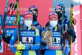 07.01.2022, Val di Fiemme, Italy (ITA): Jenny Nowak (GER), Jakob Lange (GER), Cindy Haasch (GER), Terence Weber (GER), (l-r) - FIS world cup nordic combined, mixed team HS106, Val di Fiemme (ITA). www.nordicfocus.com. © Volk/NordicFocus. Every downloaded picture is fee-liable.