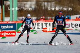 07.01.2022, Val di Fiemme, Italy (ITA): Alexa Brabec (USA), Taylor Fletcher (USA), (l-r)  - FIS world cup nordic combined, mixed team HS106, Val di Fiemme (ITA). www.nordicfocus.com. © Volk/NordicFocus. Every downloaded picture is fee-liable.