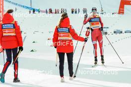 07.01.2022, Val di Fiemme, Italy (ITA): Mari Leinand Lund (NOR), Gyda Westvold Hansen (NOR), Joergen Graabak (NOR), Lukas Greiderer (AUT), (l-r)  - FIS world cup nordic combined, mixed team HS106, Val di Fiemme (ITA). www.nordicfocus.com. © Volk/NordicFocus. Every downloaded picture is fee-liable.