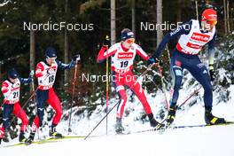 15.01.2022, Klingenthal, Germany (GER): Sora Yachi (JPN), Yoshito Watabe (JPN), Espen Andersen (NOR), Johannes Rydzek (GER), (l-r)  - FIS world cup nordic combined men, individual gundersen HS140/10km, Klingenthal (GER). www.nordicfocus.com. © Volk/NordicFocus. Every downloaded picture is fee-liable.
