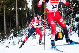 15.01.2022, Klingenthal, Germany (GER): Hideaki Nagai (JPN), Philipp Orter (AUT), (l-r)  - FIS world cup nordic combined men, individual gundersen HS140/10km, Klingenthal (GER). www.nordicfocus.com. © Volk/NordicFocus. Every downloaded picture is fee-liable.