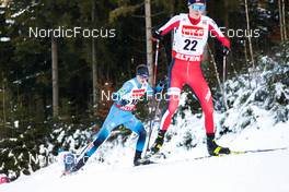 15.01.2022, Klingenthal, Germany (GER): MarcoHeinis (FRA), Einar Luraas Oftebro (NOR), (l-r)  - FIS world cup nordic combined men, individual gundersen HS140/10km, Klingenthal (GER). www.nordicfocus.com. © Volk/NordicFocus. Every downloaded picture is fee-liable.