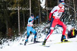 15.01.2022, Klingenthal, Germany (GER): MarcoHeinis (FRA), Einar Luraas Oftebro (NOR), (l-r)  - FIS world cup nordic combined men, individual gundersen HS140/10km, Klingenthal (GER). www.nordicfocus.com. © Volk/NordicFocus. Every downloaded picture is fee-liable.