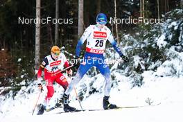 15.01.2022, Klingenthal, Germany (GER): Thomas Joebstl (AUT), Eero Hirvonen (FIN), (l-r)  - FIS world cup nordic combined men, individual gundersen HS140/10km, Klingenthal (GER). www.nordicfocus.com. © Volk/NordicFocus. Every downloaded picture is fee-liable.