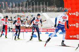16.01.2022, Klingenthal, Germany (GER): (l-r), Hideaki Nagai (JPN), Eric Frenzel (GER), Christian Frank (GER), Arttu Maekiaho (FIN) - FIS world cup nordic combined men, individual gundersen HS140/10km, Klingenthal (GER). www.nordicfocus.com. © Volk/NordicFocus. Every downloaded picture is fee-liable.