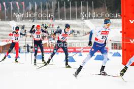 16.01.2022, Klingenthal, Germany (GER): (l-r), Hideaki Nagai (JPN), Eric Frenzel (GER), Christian Frank (GER), Arttu Maekiaho (FIN) - FIS world cup nordic combined men, individual gundersen HS140/10km, Klingenthal (GER). www.nordicfocus.com. © Volk/NordicFocus. Every downloaded picture is fee-liable.