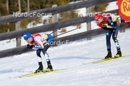 28.01.2022, Seefeld, Austria (AUT): Kristjan Ilves (EST), Terence Weber (GER), (l-r)  - FIS world cup nordic combined men, individual gundersen HS109/7,5km, Seefeld (AUT). www.nordicfocus.com. © Volk/NordicFocus. Every downloaded picture is fee-liable.
