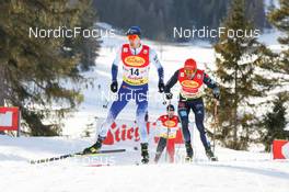 28.01.2022, Seefeld, Austria (AUT): (l-r), Ilkka Herola (FIN), Johannes Rydzek (GER) - FIS world cup nordic combined men, individual gundersen HS109/5km, Seefeld (AUT). www.nordicfocus.com. © Volk/NordicFocus. Every downloaded picture is fee-liable.