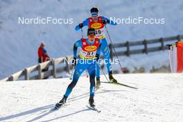 28.01.2022, Seefeld, Austria (AUT): Edgar Vallet (FRA), Aaron Kostner (ITA), (l-r)  - FIS world cup nordic combined men, individual gundersen HS109/7,5km, Seefeld (AUT). www.nordicfocus.com. © Volk/NordicFocus. Every downloaded picture is fee-liable.