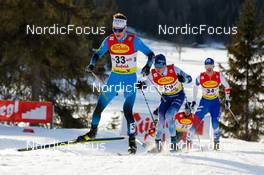 28.01.2022, Seefeld, Austria (AUT): Laurent Muhlethaler (FRA), Perttu Reponen (FIN), (l-r)  - FIS world cup nordic combined men, individual gundersen HS109/7,5km, Seefeld (AUT). www.nordicfocus.com. © Volk/NordicFocus. Every downloaded picture is fee-liable.