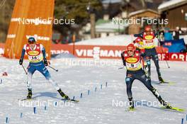 28.01.2022, Seefeld, Austria (AUT): Ilkka Herola (FIN), Eric Frenzel (GER), Johannes Rydzek (GER), (l-r)  - FIS world cup nordic combined men, individual gundersen HS109/7,5km, Seefeld (AUT). www.nordicfocus.com. © Volk/NordicFocus. Every downloaded picture is fee-liable.
