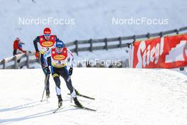 28.01.2022, Seefeld, Austria (AUT): (l-r), Terence Weber (GER), Kristjan Ilves (EST) - FIS world cup nordic combined men, individual gundersen HS109/5km, Seefeld (AUT). www.nordicfocus.com. © Volk/NordicFocus. Every downloaded picture is fee-liable.